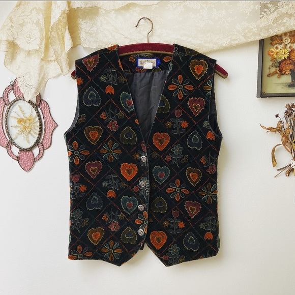 Vintage Jackets & Blazers - Vtg Velvet Folk Vest